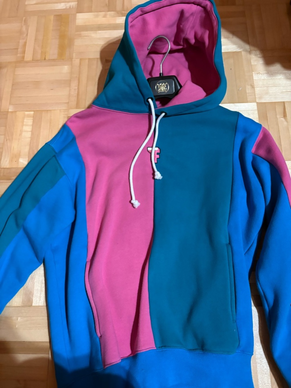 Teddy Fresh Pink and Teal Two-Tone Hoodie